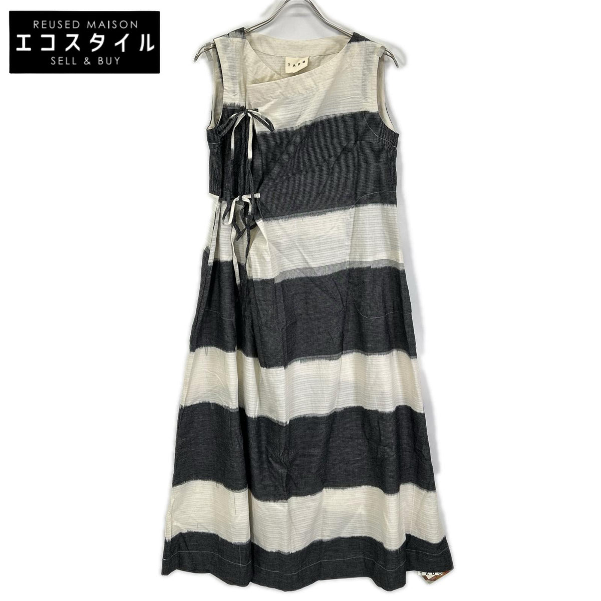 グレー×ホワイト イカット TADO KALI DRESS ワンピース