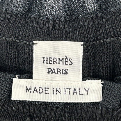 HERMES エルメス 26年製 6E2663DI ショートスリーブニット フリルディテール トップス