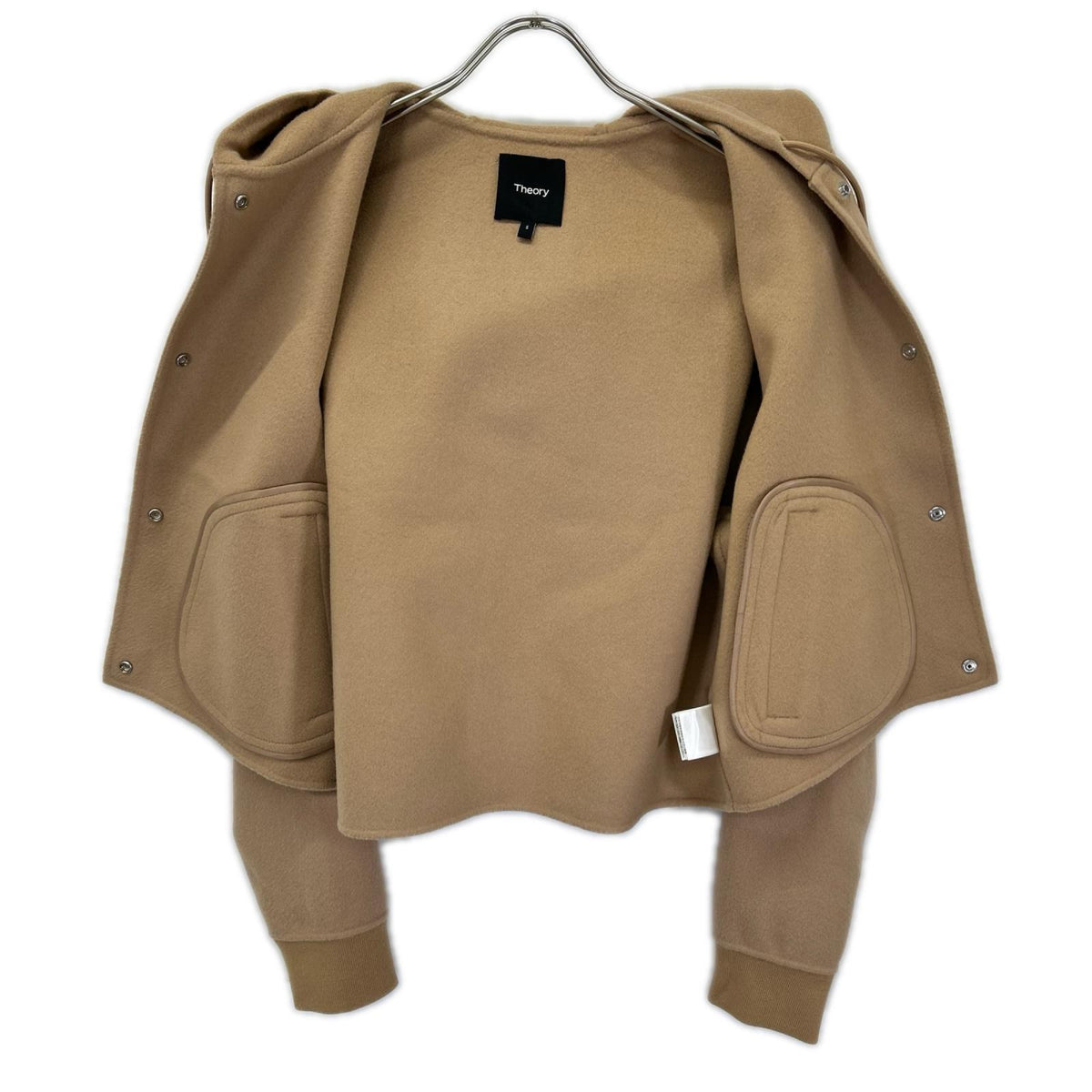 Theory セオリー ベージュ ウールカシミヤダブルフェイスフードジャケット コート