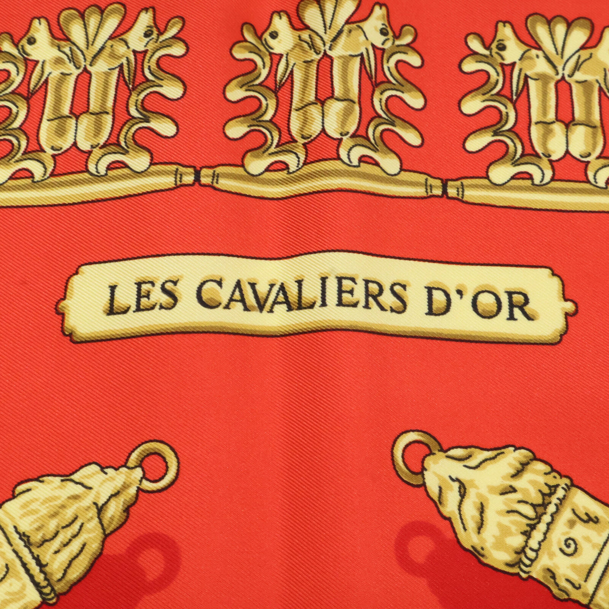 HERMES エルメス 【美品】Les Cavaliers d'Or 黄金の騎士 シルク カレ90 スカーフ