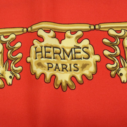 HERMES エルメス 【美品】Les Cavaliers d'Or 黄金の騎士 シルク カレ90 スカーフ