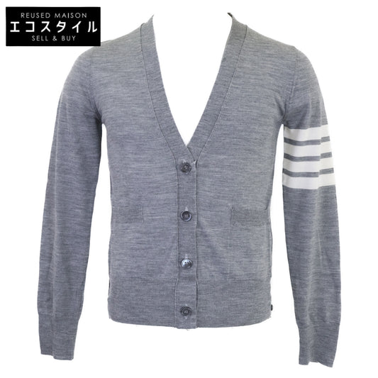 THOM BROWNE トムブラウン 【美品/国内正規】FKC334A-Y1014-055 4-BAR ウール リラックスフィット Vネック カーディガン トップス