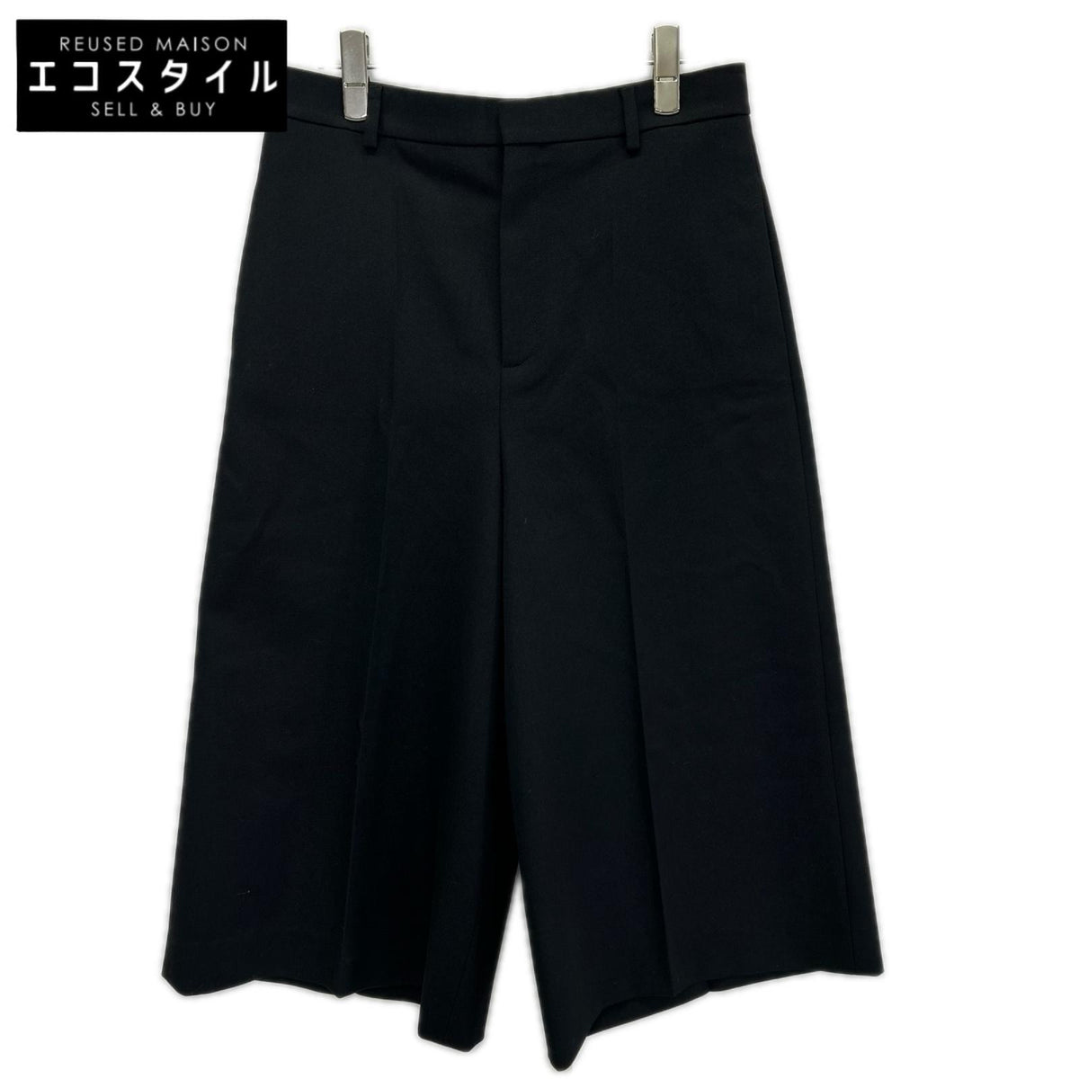 CELINE セリーヌ エディ期 2P233092D ブラック ウール センタープレス ワイドクロップドパンツ ボトムス