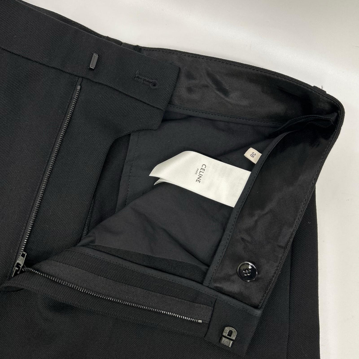 CELINE セリーヌ エディ期 2P233092D ブラック ウール センタープレス ワイドクロップドパンツ ボトムス