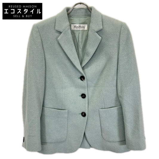 Max Mara マックスマーラ 104603790 ペールブルー カシミヤ100 センターベント シングルテーラードジャケット ジャケット