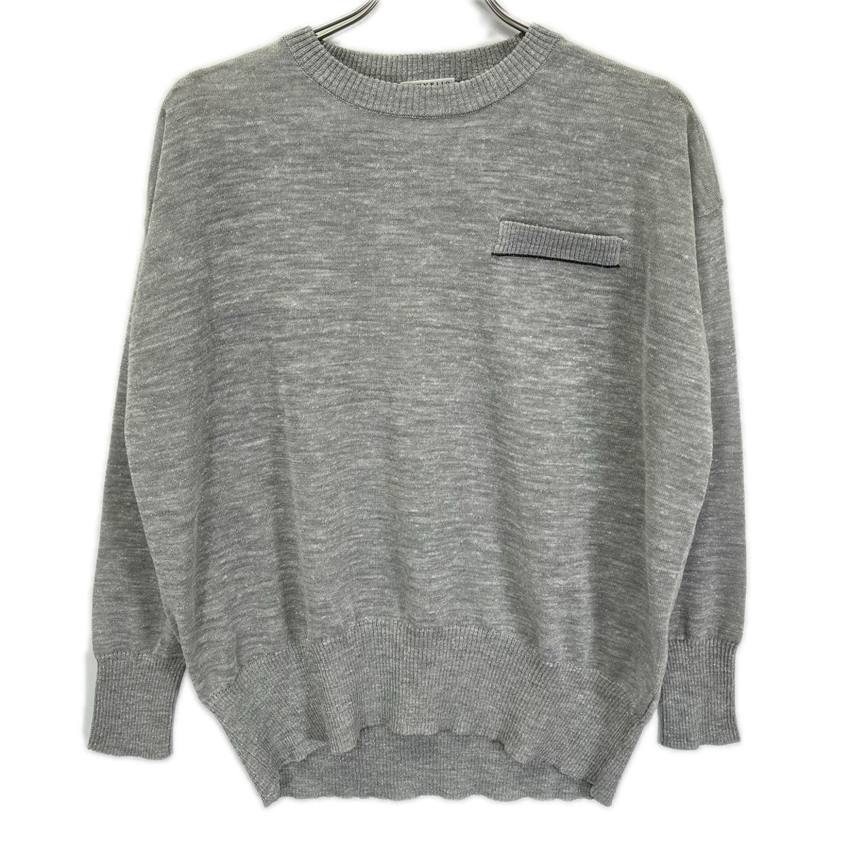 BRUNELLO CUCINELLI ブルネロクチネリ 251 61MCL001 グレー リネンブレンド ロングスリーブ シアーラメニットソー トップス