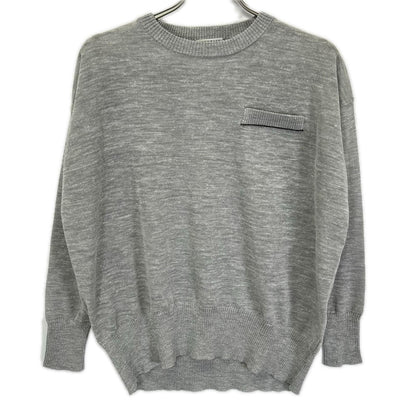 BRUNELLO CUCINELLI ブルネロクチネリ 251 61MCL001 グレー リネンブレンド ロングスリーブ シアーラメニットソー トップス