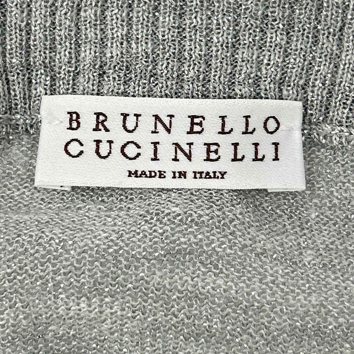 BRUNELLO CUCINELLI ブルネロクチネリ 251 61MCL001 グレー リネンブレンド ロングスリーブ シアーラメニットソー トップス
