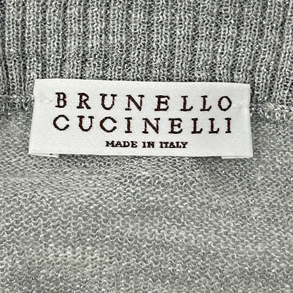BRUNELLO CUCINELLI ブルネロクチネリ 251 61MCL001 グレー リネンブレンド ロングスリーブ シアーラメニットソー トップス
