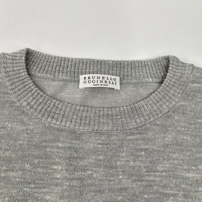 BRUNELLO CUCINELLI ブルネロクチネリ 251 61MCL001 グレー リネンブレンド ロングスリーブ シアーラメニットソー トップス