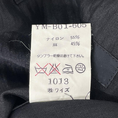 Y's ワイズ YM-B01-605 ブラック リネン混合 ロングスリーブ ボタンシャツ トップス