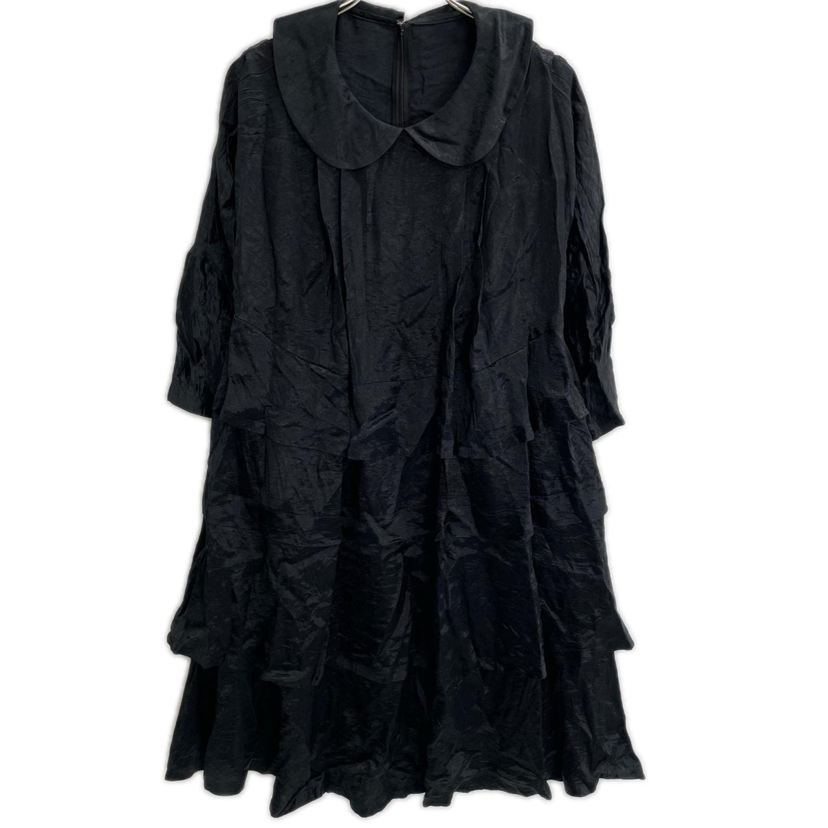 tricotCOMMEdesGARCONS トリココムデギャルソン 09SS TD-O025 ブラック サテン ティアード ロングスリーブ ワンピース ワンピース