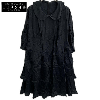 tricotCOMMEdesGARCONS トリココムデギャルソン 09SS TD-O025 ブラック サテン ティアード ロングスリーブ ワンピース ワンピース