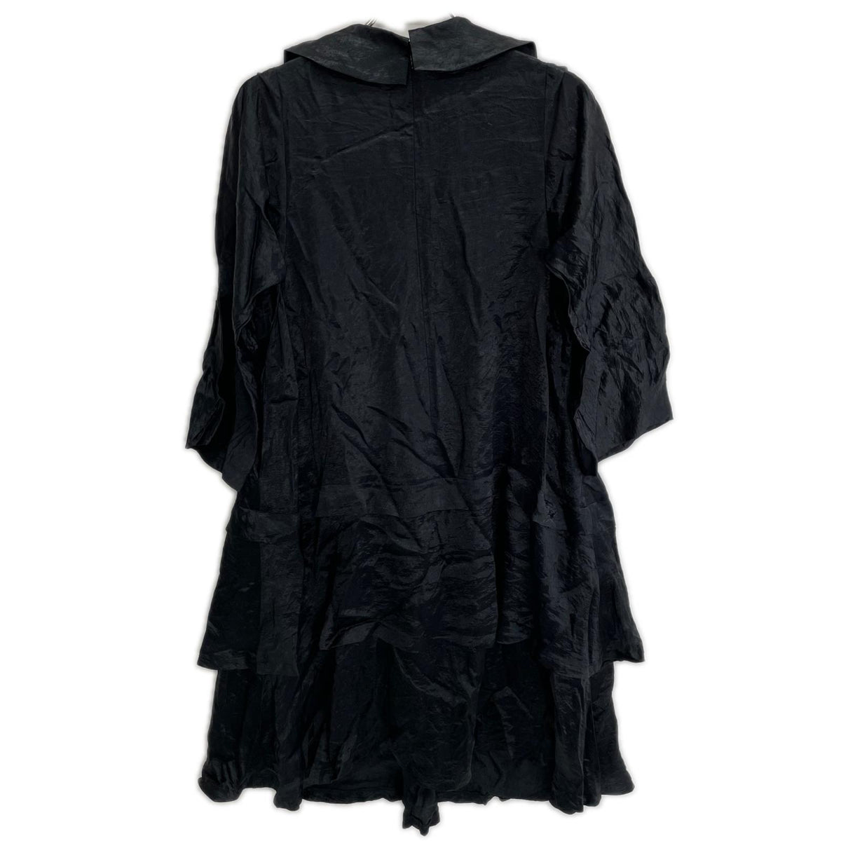 tricotCOMMEdesGARCONS トリココムデギャルソン 09SS TD-O025 ブラック サテン ティアード ロングスリーブ ワンピース ワンピース
