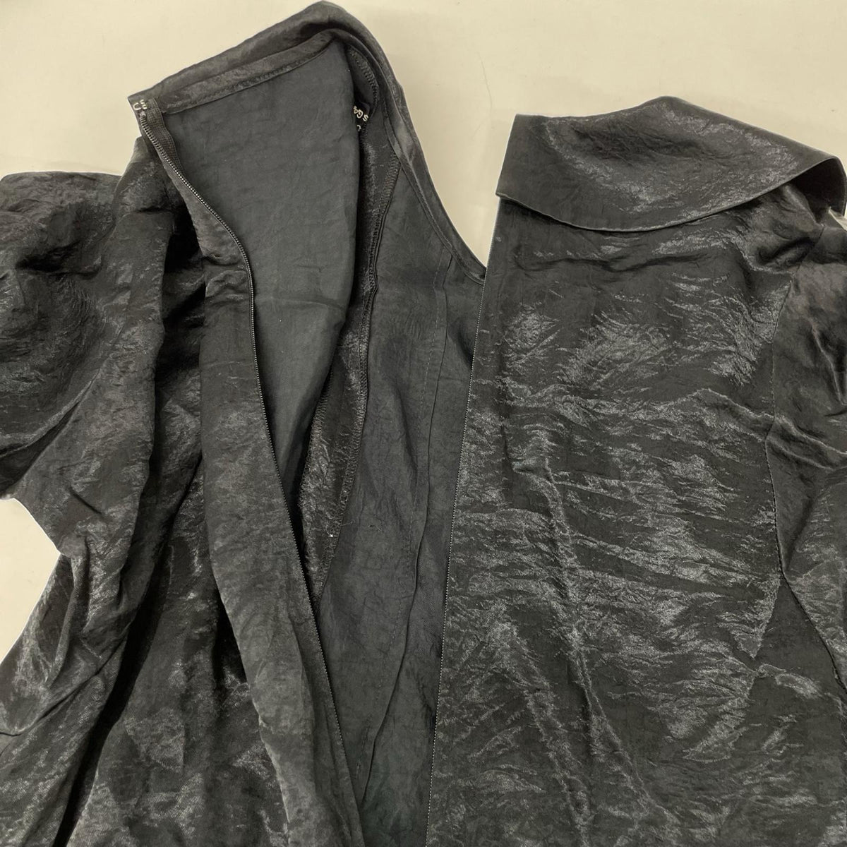 tricotCOMMEdesGARCONS トリココムデギャルソン 09SS TD-O025 ブラック サテン ティアード ロングスリーブ ワンピース ワンピース