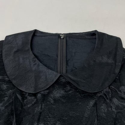 tricotCOMMEdesGARCONS トリココムデギャルソン 09SS TD-O025 ブラック サテン ティアード ロングスリーブ ワンピース ワンピース