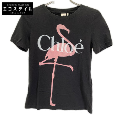 Chloe クロエ 26年製 CH26SJH08194070 ブラック コットンジャージー製フィットシルエット ロゴTシャツ トップス