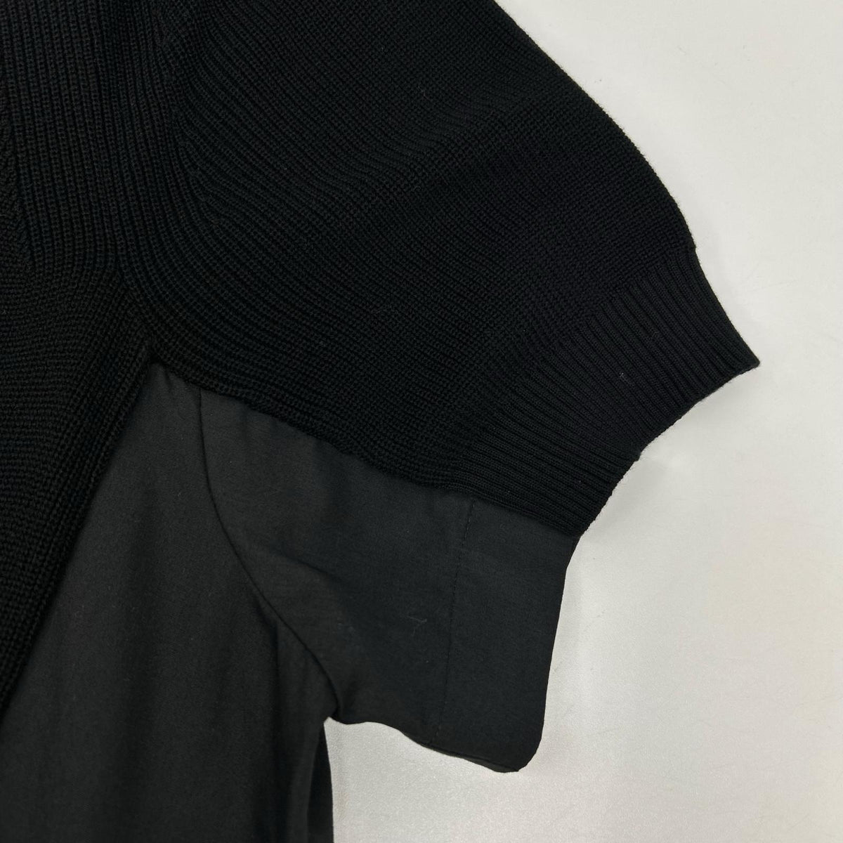 sacai サカイ 24SS SCW-121 ブラック ニット ドッキング ショートスリーブ ワンピース ワンピース