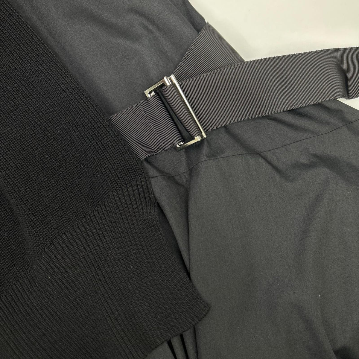 sacai サカイ 24SS SCW-121 ブラック ニット ドッキング ショートスリーブ ワンピース ワンピース