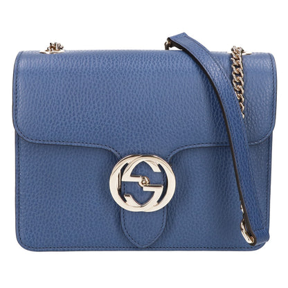 GUCCI グッチ 美品 510304 グレインカーフレザー インターロッキングG チェーンショルダーバッグ ショルダーバッグ