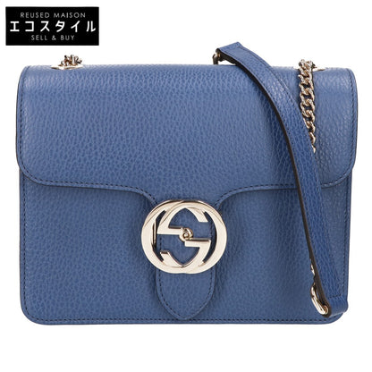 GUCCI グッチ 美品 510304 グレインカーフレザー インターロッキングG チェーンショルダーバッグ ショルダーバッグ