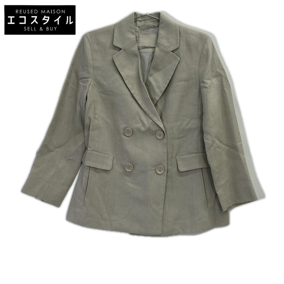 S MaxMara エスマックスマーラ 23904109326 ライトグレー リネン ダブルブレスト テーラードジャケット ジャケット