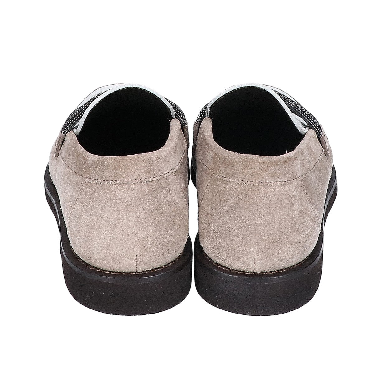 BRUNELLO CUCINELLI ブルネロクチネリ 【新品同様】ボールチェーン装飾 レザー/スエード コインローファー シューズ