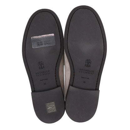BRUNELLO CUCINELLI ブルネロクチネリ 【新品同様】ボールチェーン装飾 レザー/スエード コインローファー シューズ