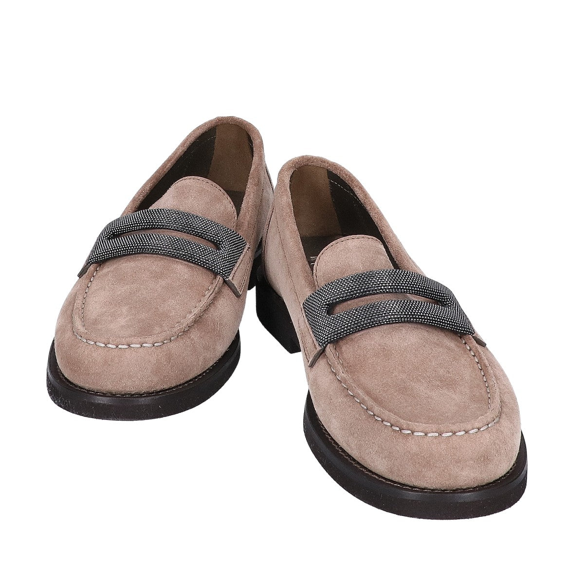 BRUNELLO CUCINELLI ブルネロクチネリ 【新品同様】ボールチェーン装飾 スエード コインローファー シューズ