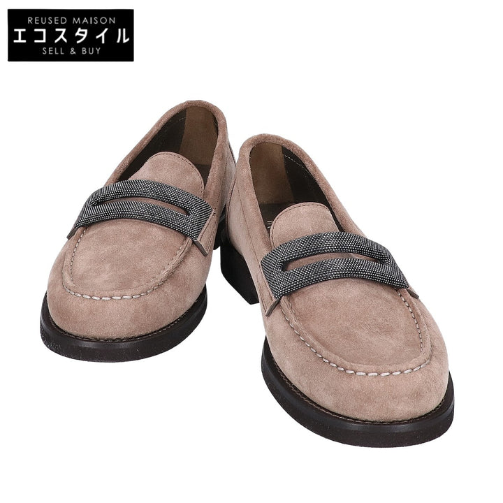 BRUNELLO CUCINELLI ブルネロクチネリ 【新品同様】ボールチェーン装飾 スエード コインローファー シューズ
