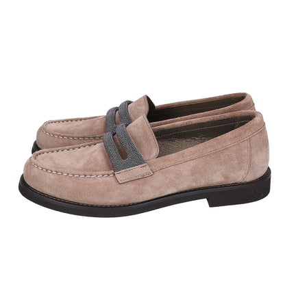 BRUNELLO CUCINELLI ブルネロクチネリ 【新品同様】ボールチェーン装飾 スエード コインローファー シューズ