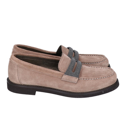 BRUNELLO CUCINELLI ブルネロクチネリ 【新品同様】ボールチェーン装飾 スエード コインローファー シューズ