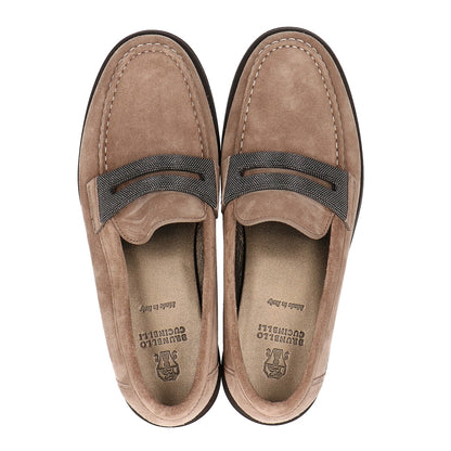 BRUNELLO CUCINELLI ブルネロクチネリ 【新品同様】ボールチェーン装飾 スエード コインローファー シューズ