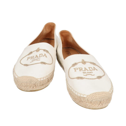 PRADA プラダ 【美品】ロゴ刺繍 キャンバス ジュートソール エスパドリーユ フラットシューズ シューズ