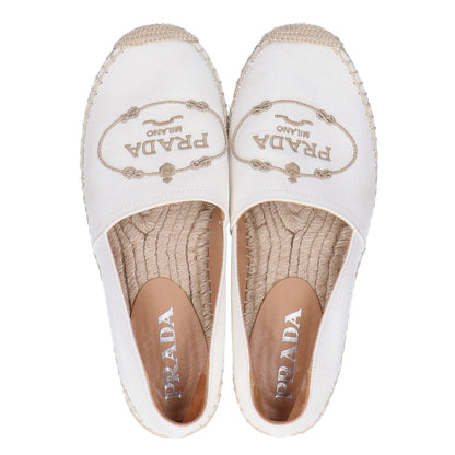 PRADA プラダ 【美品】ロゴ刺繍 キャンバス ジュートソール エスパドリーユ フラットシューズ シューズ