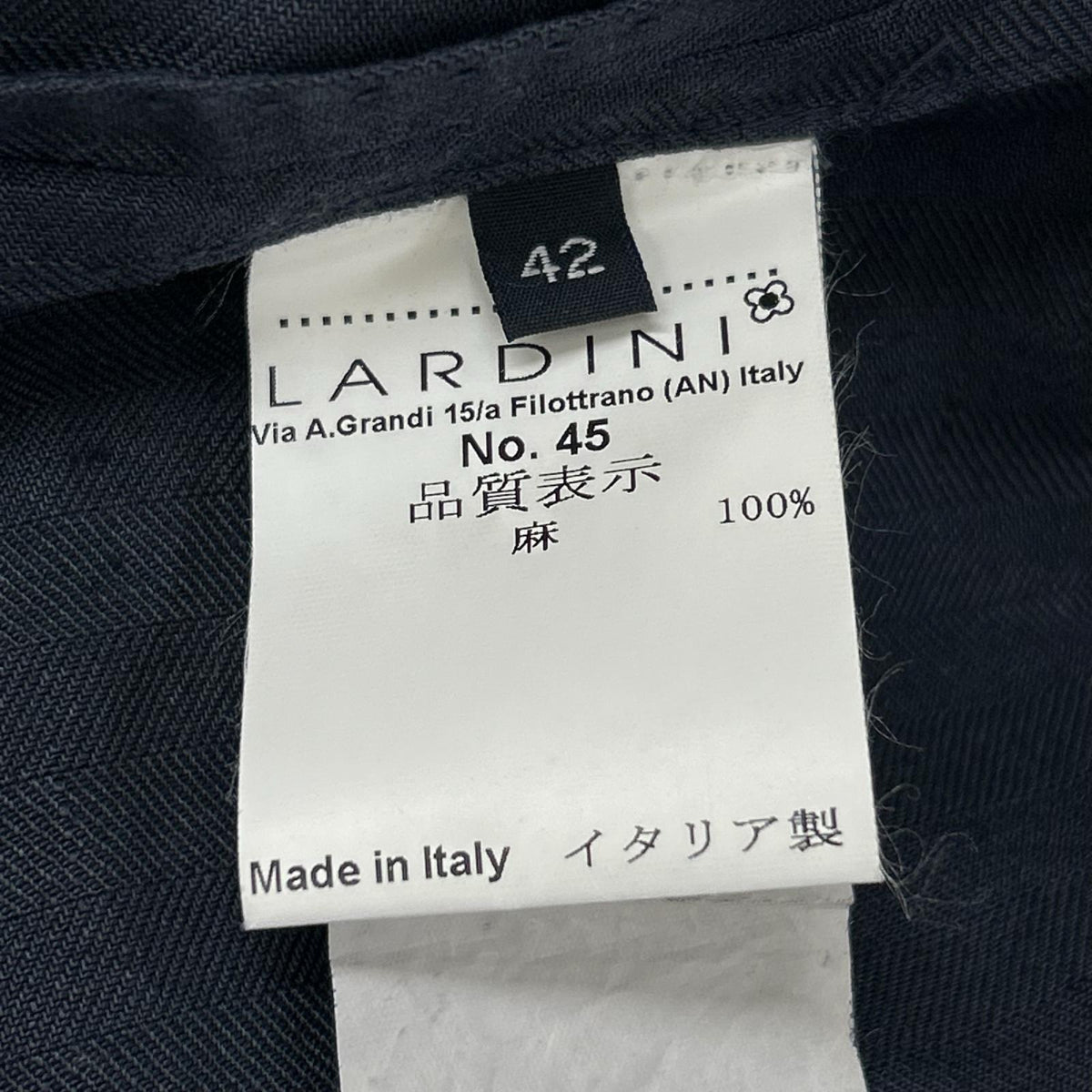 LARDINI ラルディーニ JE77017-39 ネイビー リネン ガーメントダイ ブートニエール ジレ/ベスト ベスト