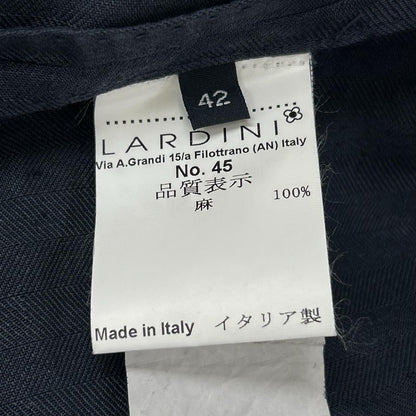 LARDINI ラルディーニ JE77017-39 ネイビー リネン ガーメントダイ ブートニエール ジレ/ベスト ベスト