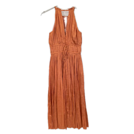 Estella.K エステラケー 125151367 オレンジ Adeline Pleaded Dress サテンランダムプリーツホルタードレス ワンピース