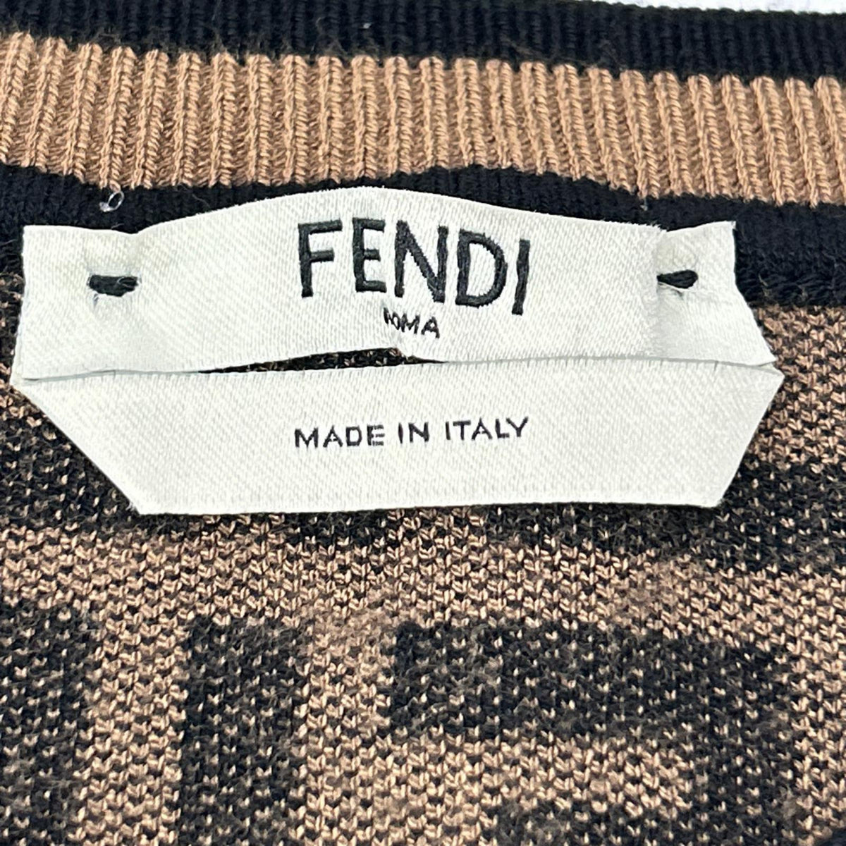 FENDI フェンディ ブラウン ズッカ柄 ショートスリーブ ニットカットソー トップス