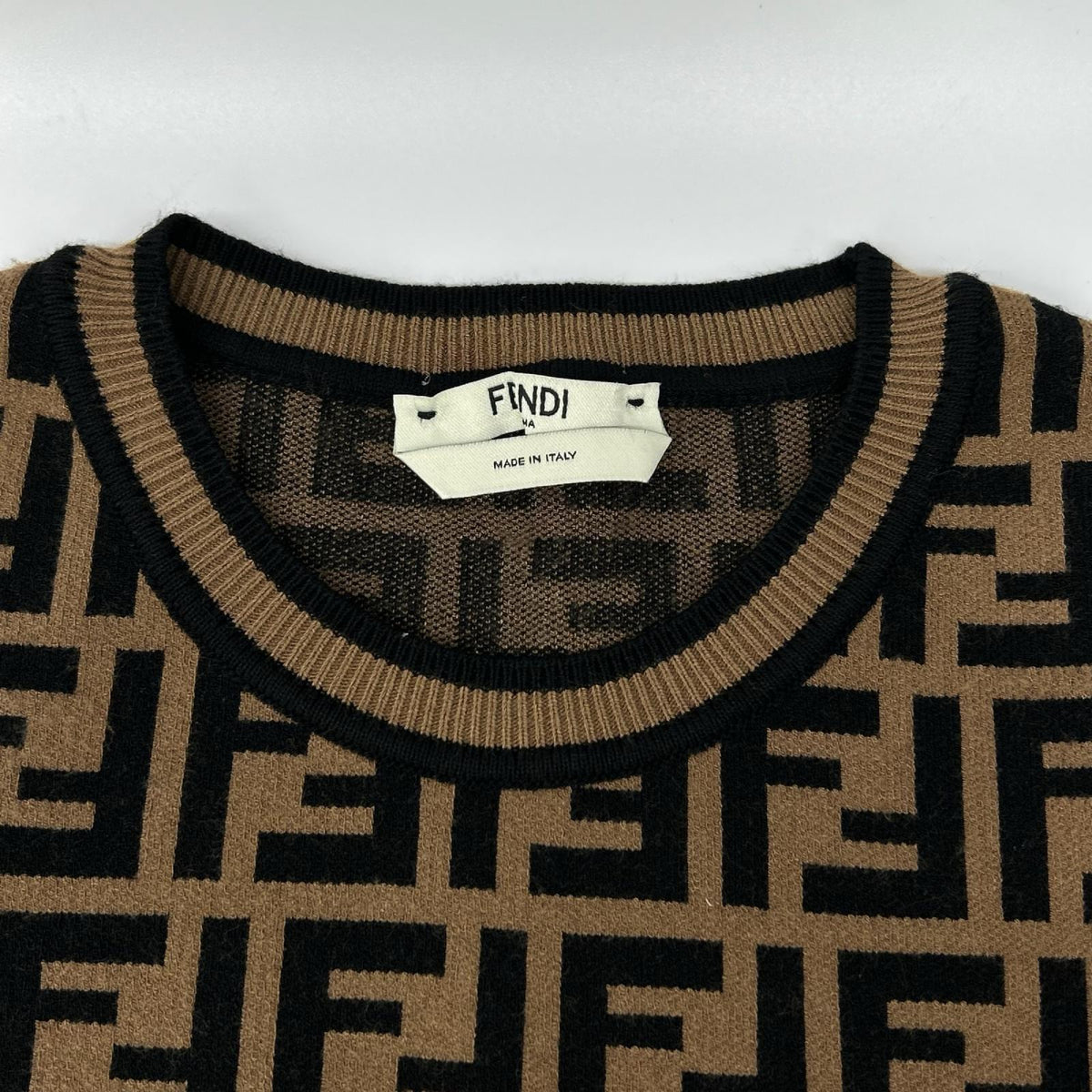 FENDI フェンディ ブラウン ズッカ柄 ショートスリーブ ニットカットソー トップス