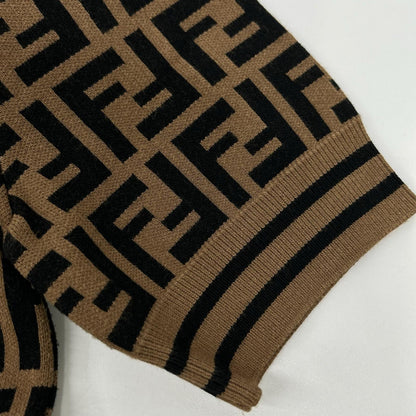 FENDI フェンディ ブラウン ズッカ柄 ショートスリーブ ニットカットソー トップス