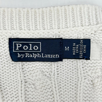POLObyRalphLauren ポロラルフローレン ホワイト ポニー刺繍 ケーブルニット ショートスリーブ カーディガン トップス