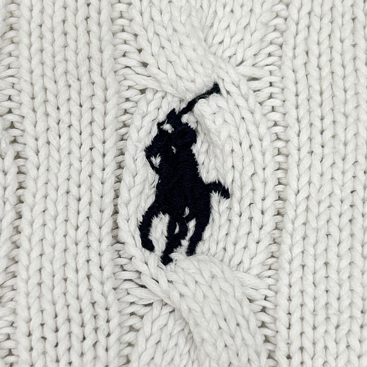 POLObyRalphLauren ポロラルフローレン ホワイト ポニー刺繍 ケーブルニット ショートスリーブ カーディガン トップス