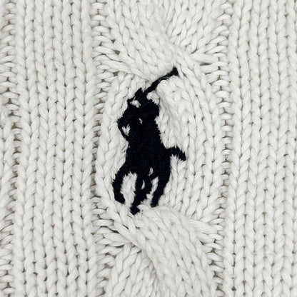POLObyRalphLauren ポロラルフローレン ホワイト ポニー刺繍 ケーブルニット ショートスリーブ カーディガン トップス