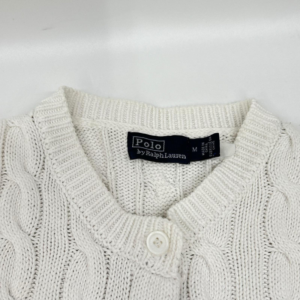 POLObyRalphLauren ポロラルフローレン ホワイト ポニー刺繍 ケーブルニット ショートスリーブ カーディガン トップス