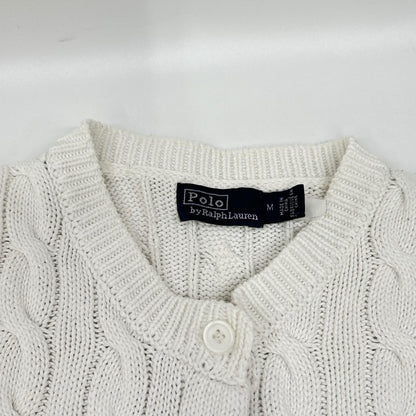POLObyRalphLauren ポロラルフローレン ホワイト ポニー刺繍 ケーブルニット ショートスリーブ カーディガン トップス