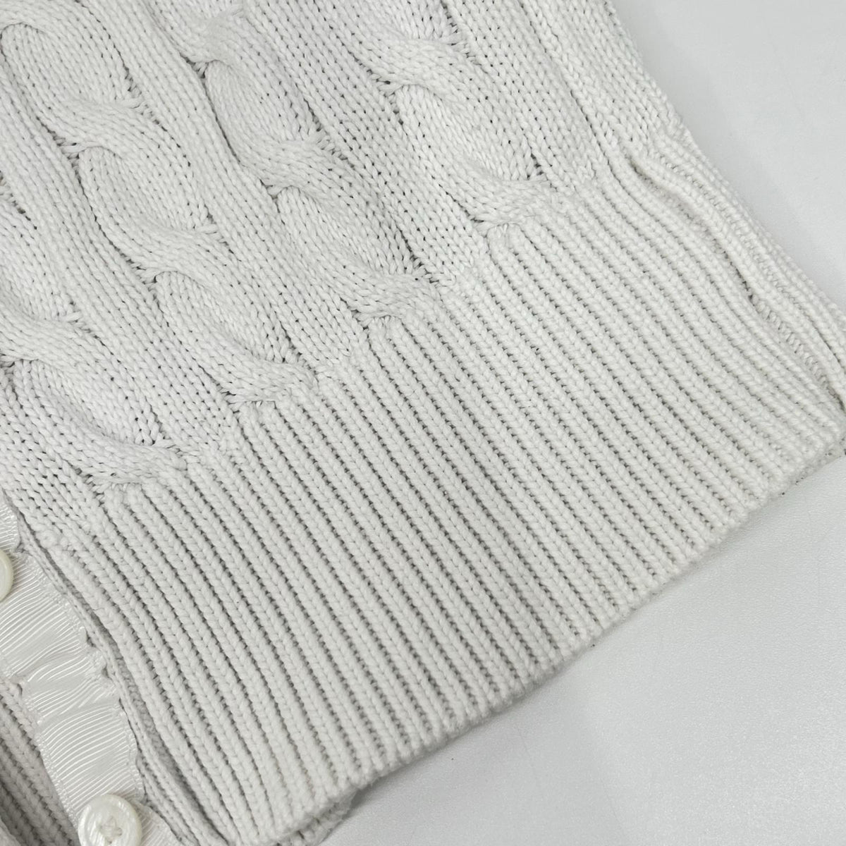 POLObyRalphLauren ポロラルフローレン ホワイト ポニー刺繍 ケーブルニット ショートスリーブ カーディガン トップス