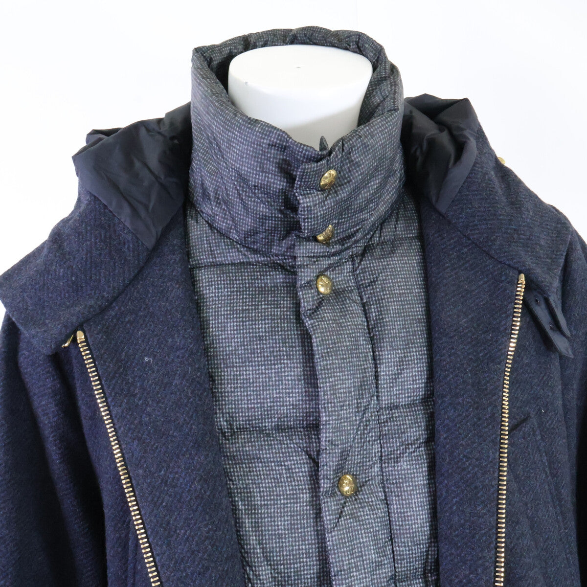 MONCLER モンクレール GAMME BLEU A2391423380 GIACCONE ウール レイヤード フーディダウン コート