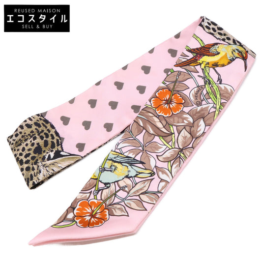 HERMES エルメス 【美品】H063513S 22 JUNGLE LOVE LOVE ジャングルラブラブ シルク ツイリー スカーフ
