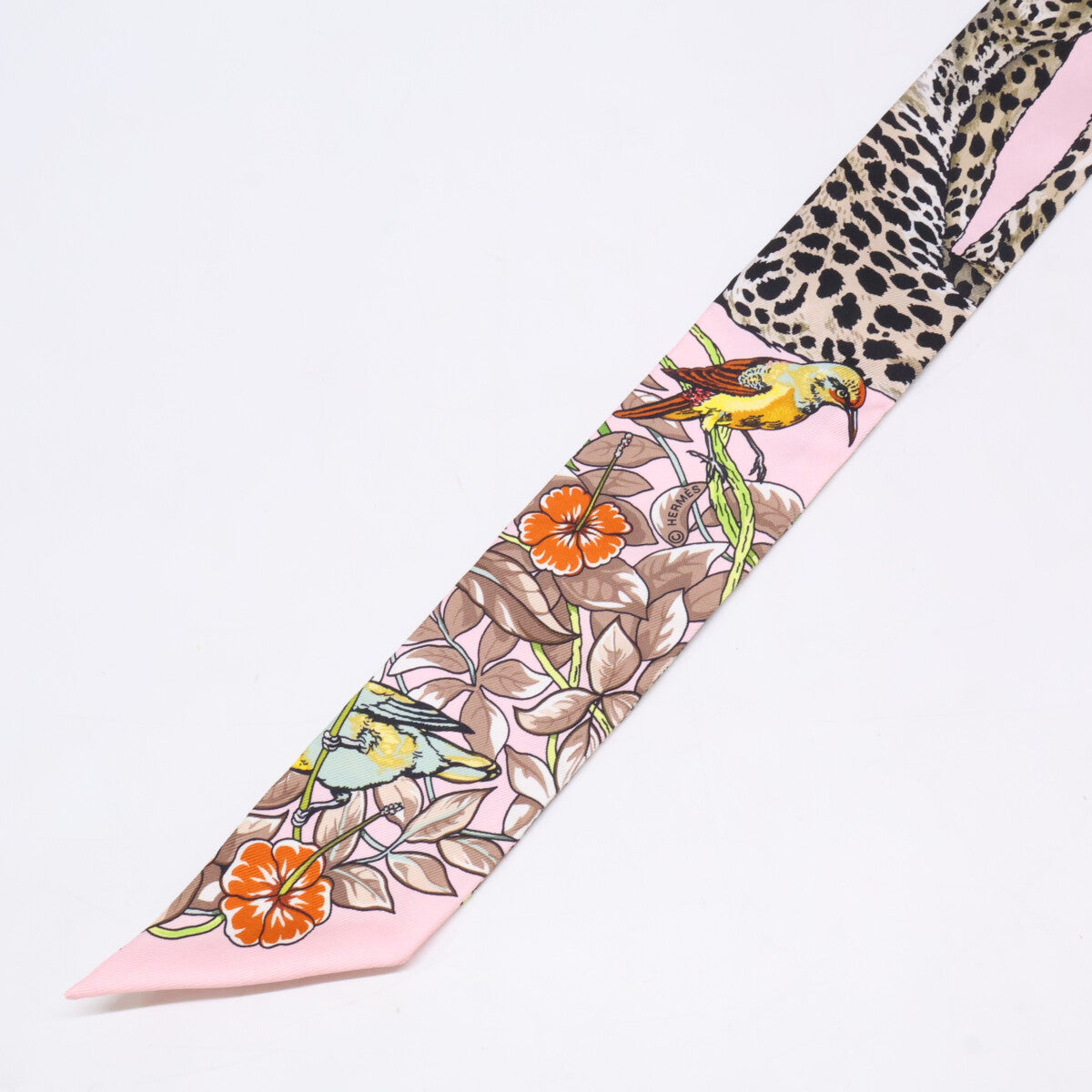 HERMES エルメス 【美品】H063513S 22 JUNGLE LOVE LOVE ジャングルラブラブ シルク ツイリー スカーフ